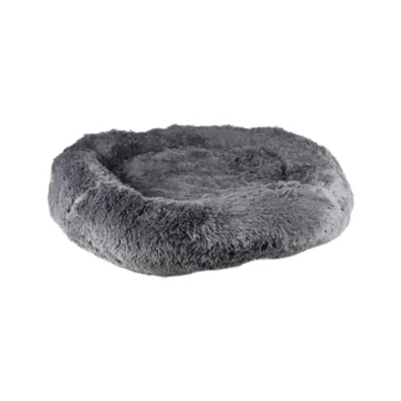 Cushion Krems fluffy rund hundeseng large grå